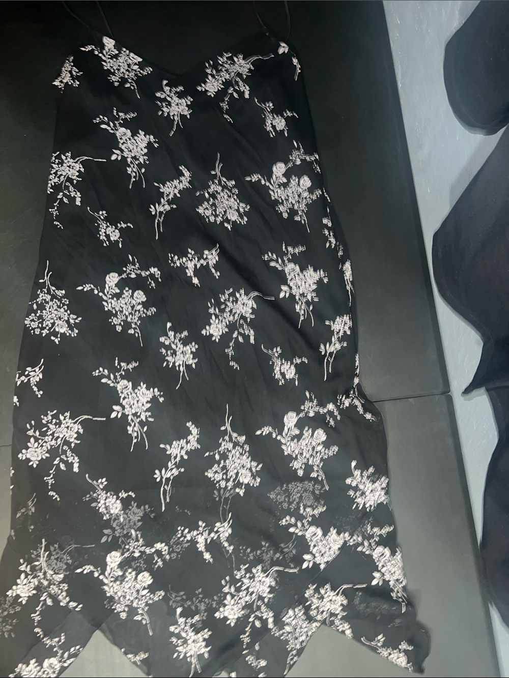 Black Floral Midi Dress - Sleek Slip Style